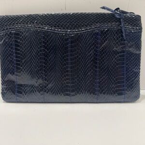 Vintage Clemente Navy Snakeskin Clutch